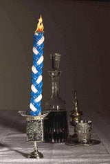 Ner Mitzvah Havdalah Braided Candle - Blue and White Paraffin Wax