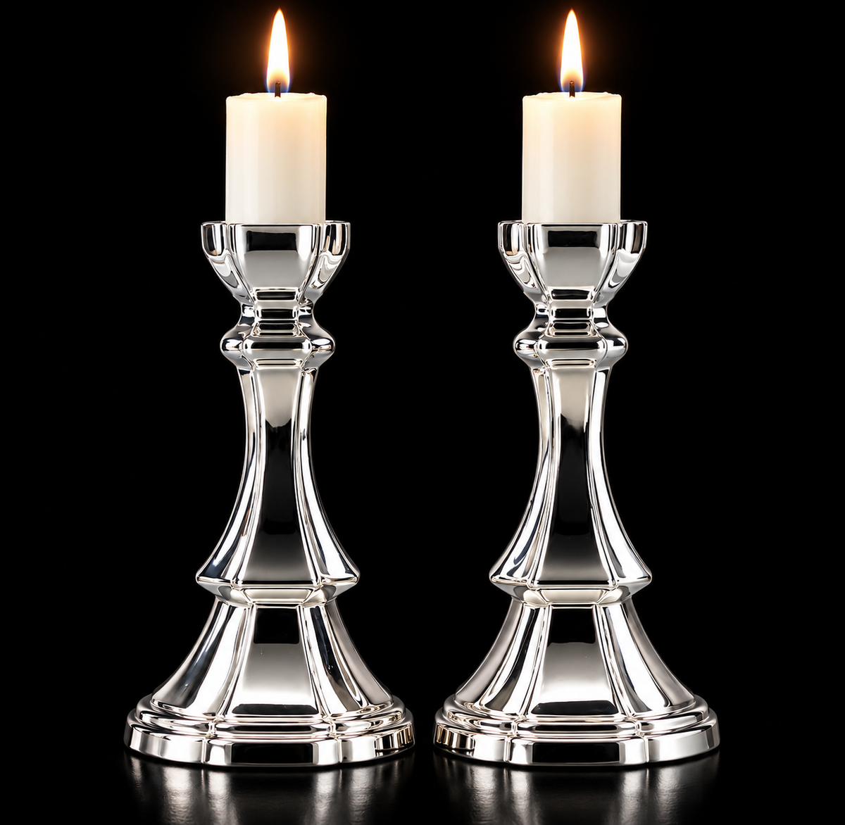 Elegant Mini Silver Shabbos Candlestick Set – Gift Boxed Pair