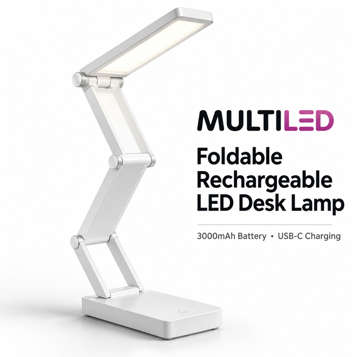 Foldable Rechargeable LED Desk Lamp – 3000mAh, USB-C