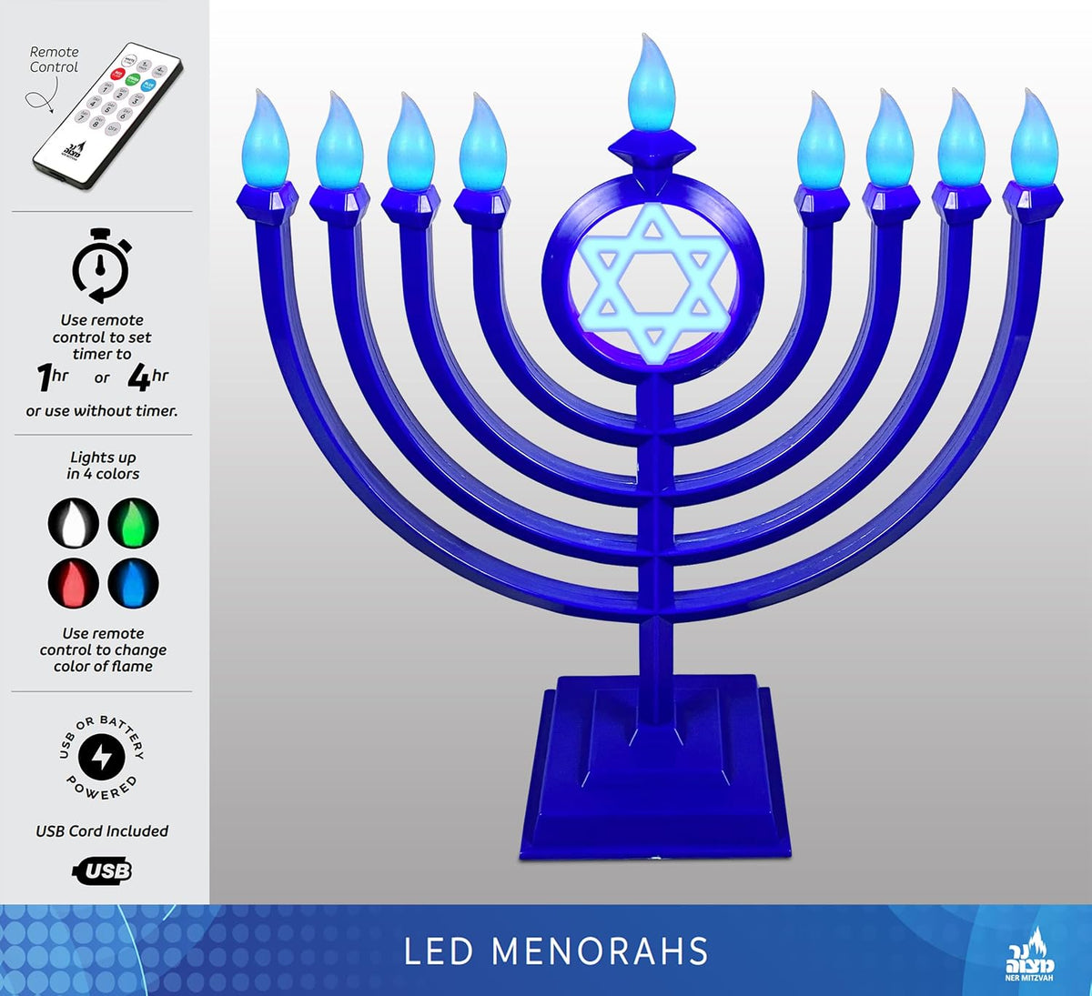 LED Electric Chanukah Menorah - Color Changing LED Traditional