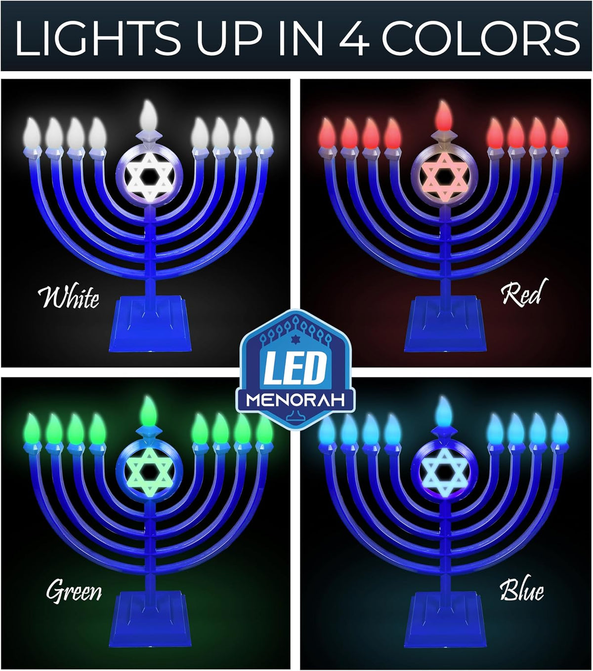 LED Electric Chanukah Menorah - Color Changing LED Traditional