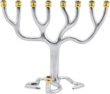 Silvertone Tree Of Life Candle Menorah - Gold Tip