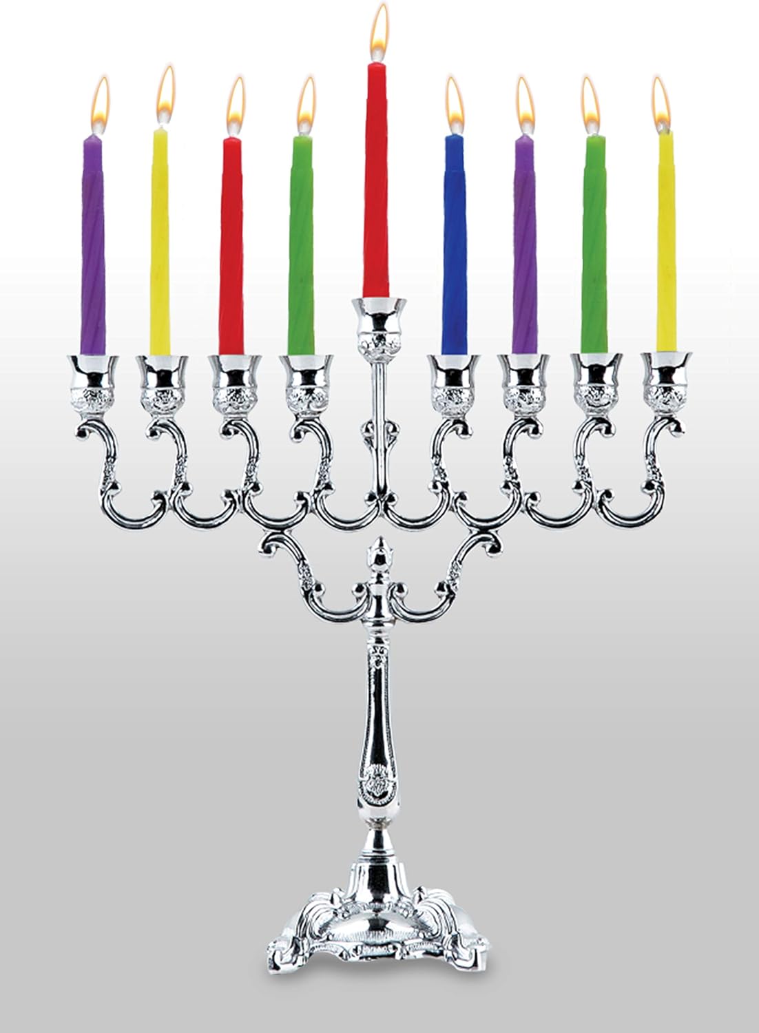 Candle Menorah Set Silver Plated
