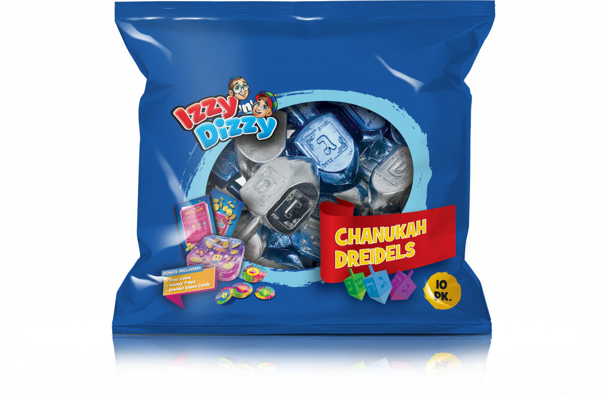 10pk Blue & Silver Metallic Dreidels Medium Pack