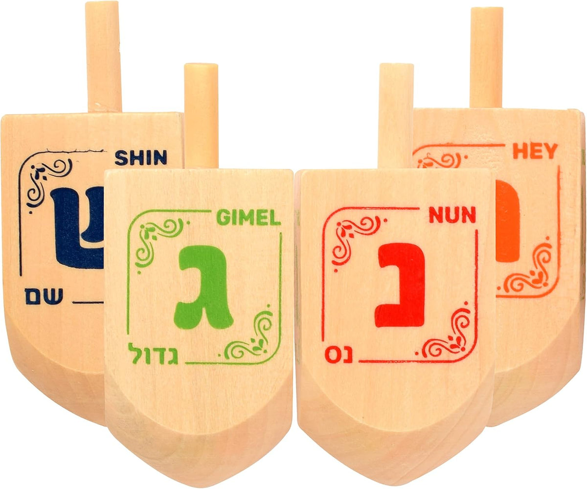 10pk Natural Wood Dreidels Medium Pack