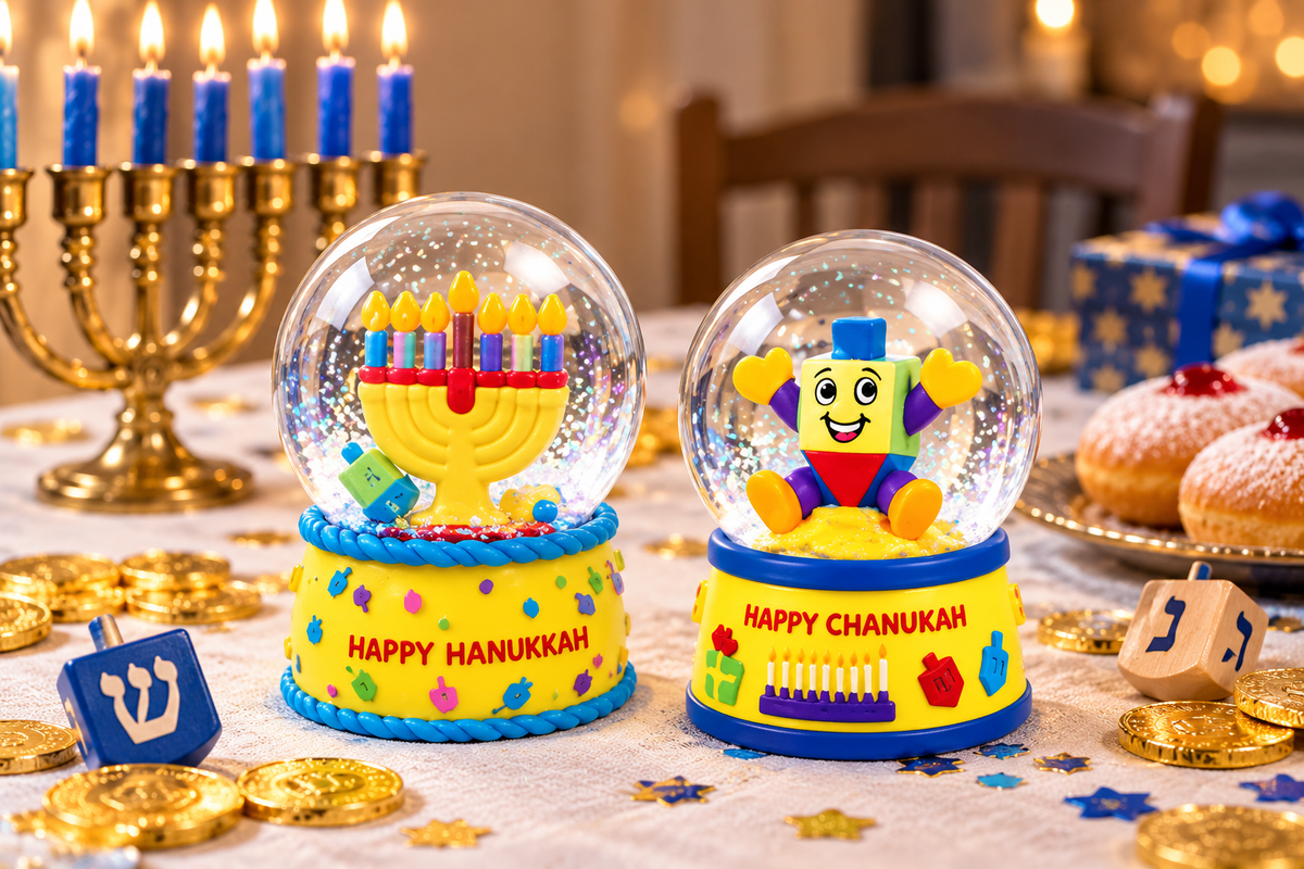 Mini Chanukah Snow Globe Yellow Assorted Designs Single Piece