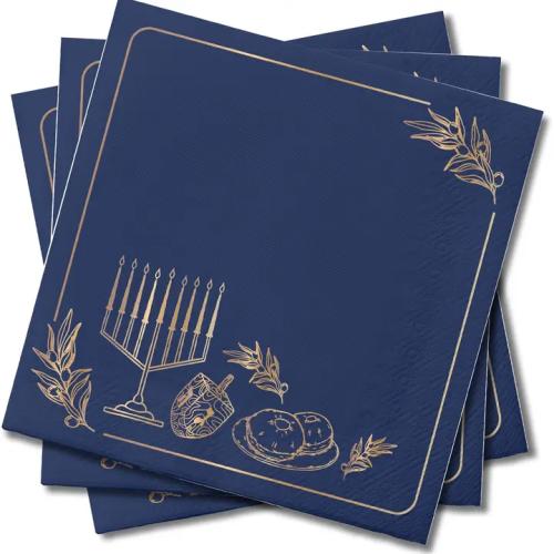 Chanukah Napkins - Navy - 20 Pack
