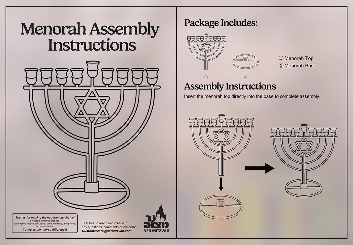 Wireframe Menorah - Star of David - Silver