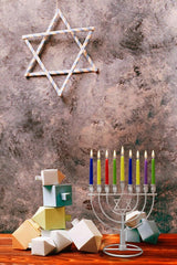 Wireframe Menorah - Star of David - Silver