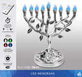 NER MITZVAH TREE OF LIFE LED SILVER MENORAH, 12 IN