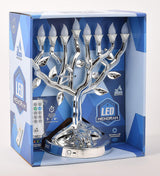 NER MITZVAH TREE OF LIFE LED SILVER MENORAH, 12 IN