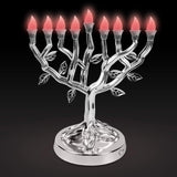NER MITZVAH TREE OF LIFE LED SILVER MENORAH, 12 IN