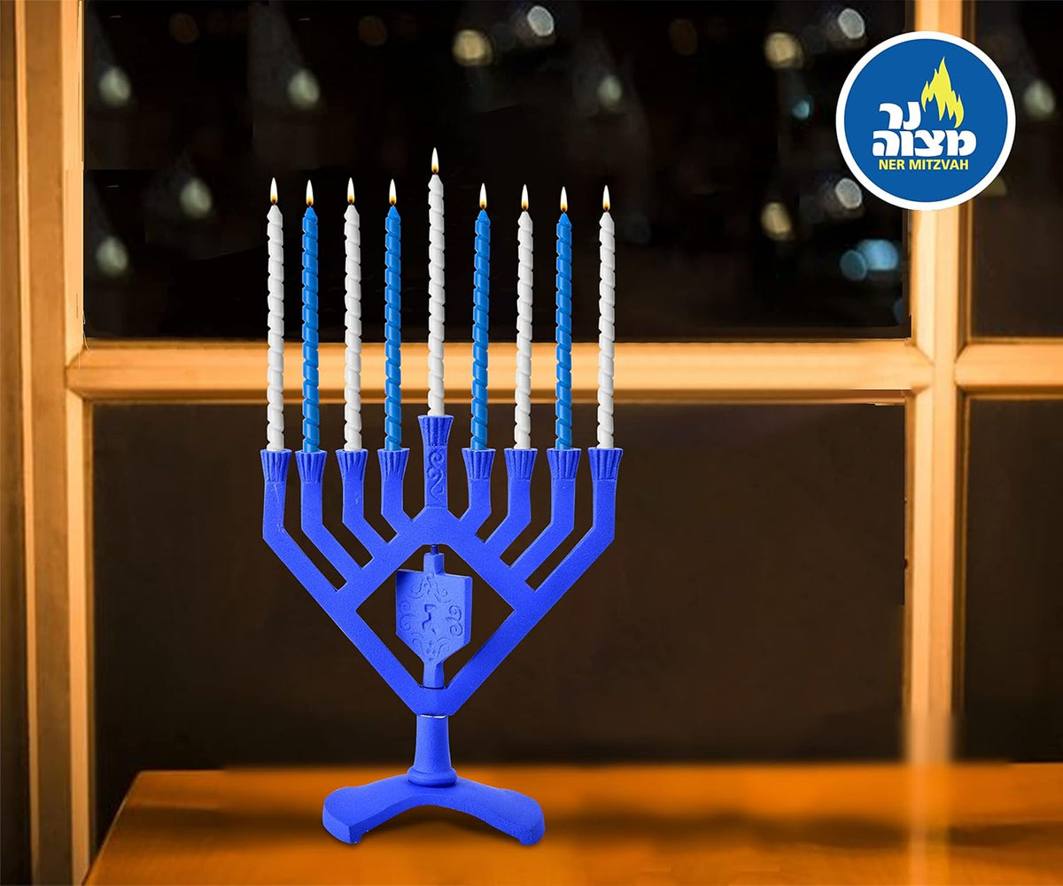 Spinning Driedel Menorah - Blue