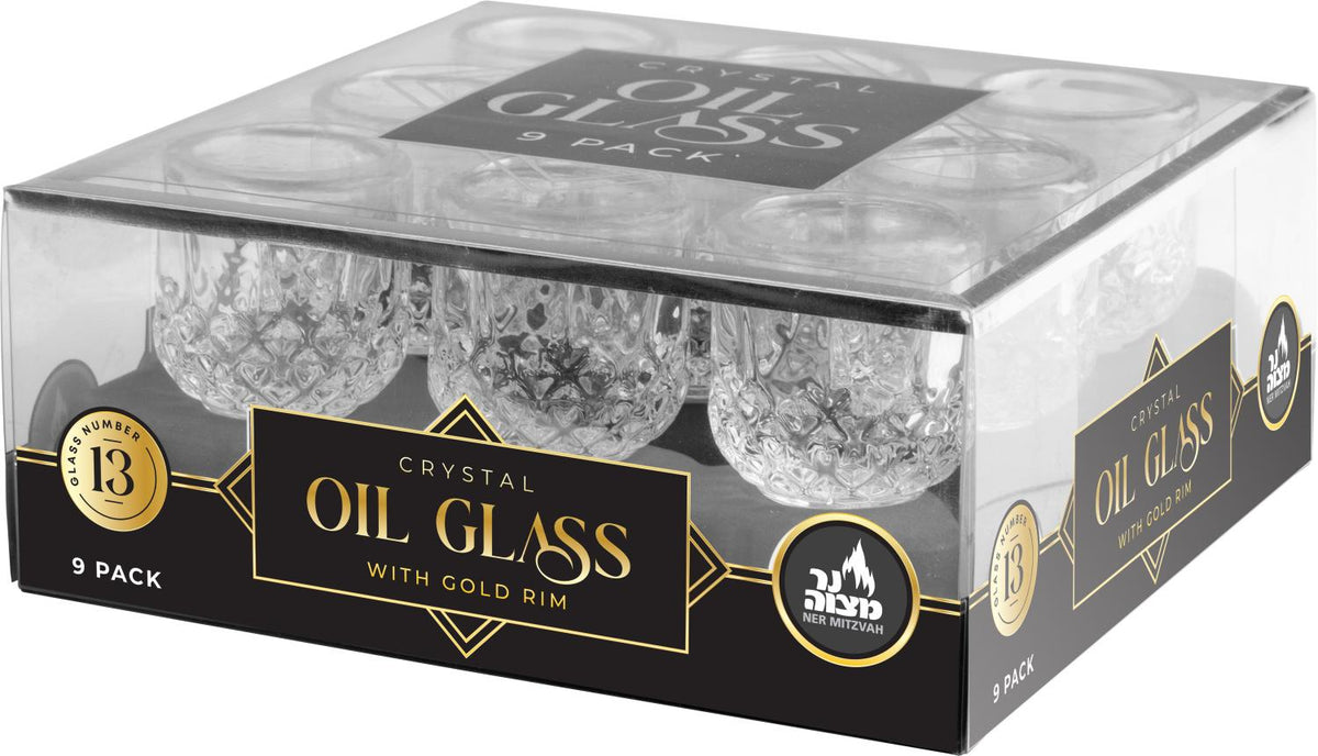 9pk Crystal Oil Glass with Gold Rim - #13