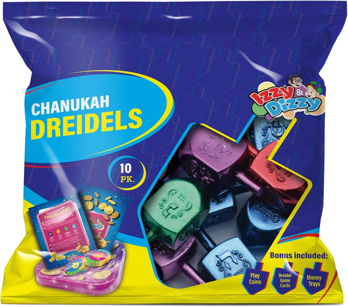 Metallic Dreidels Medium Size Gold and Silver 10 Pack