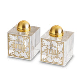 Pair of Crystal Salt & Peper Holders 7x5 cm with Laser Cut Plaque