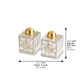 Pair of Crystal Salt & Peper Holders 7x5 cm with Laser Cut Plaque