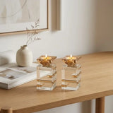 Pair of Crystal Candlesticks 11 cm - Gold