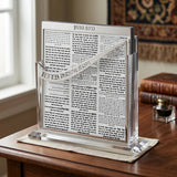 Lucite Stand Bencher- Ashkenzi Food Blessing, Silver Color