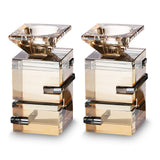 Pair of Crystal Candlesticks 11 cm - Gold, Black