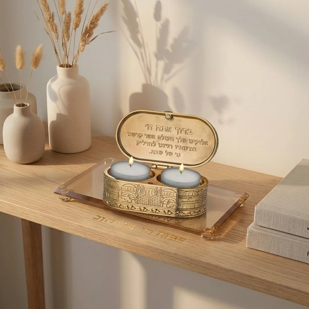 Metal Travel Size Candlesticks in a Box with cover 4X9 cm