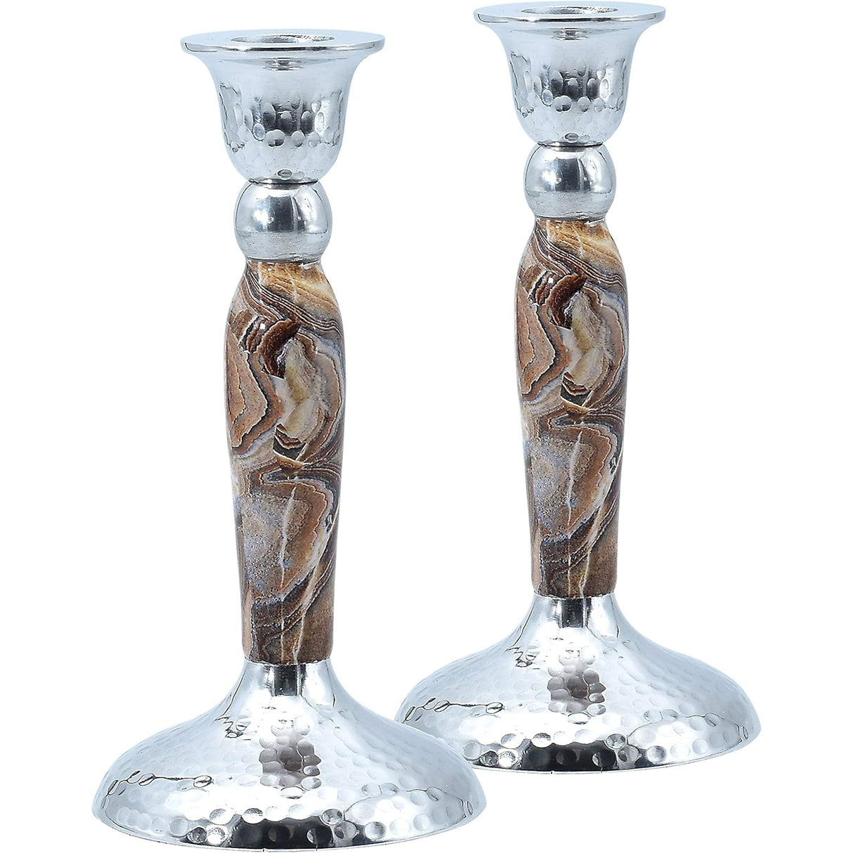 Marbleized Candle Sticks -Brown