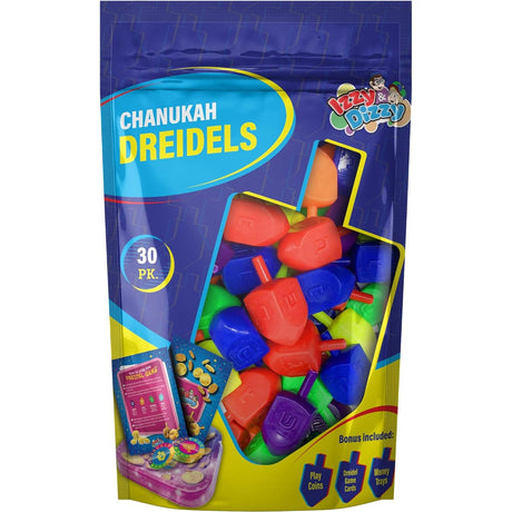 30 Medium Dreidels - Assorted Colors - Classic Chanukah Spinning Draidel Game