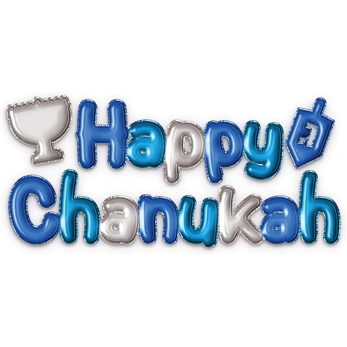 Happy Chanukah 3D Wall Sticker - Blue and Silver