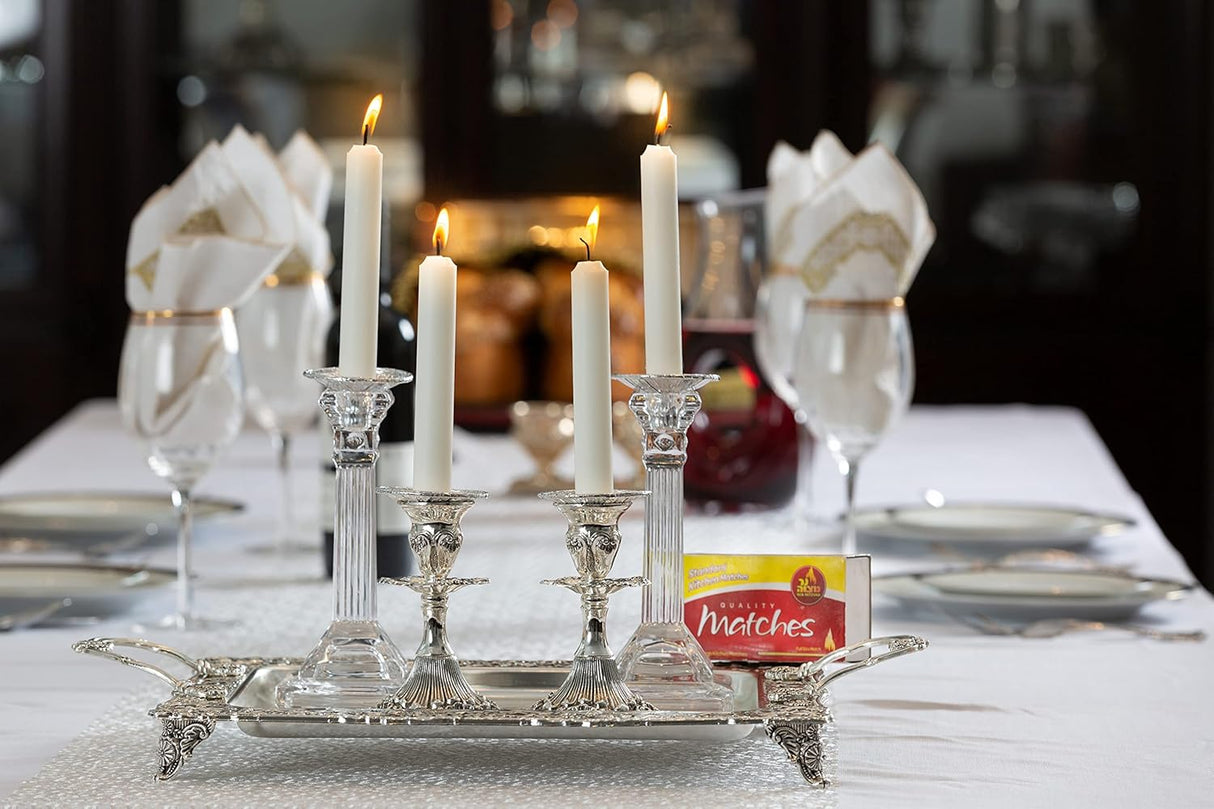 Candle Sticks Silver Plated and Lacquered Flower Design