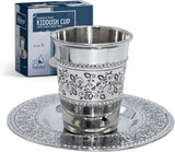 Kiddush Cup & Tray - Stainless Steel