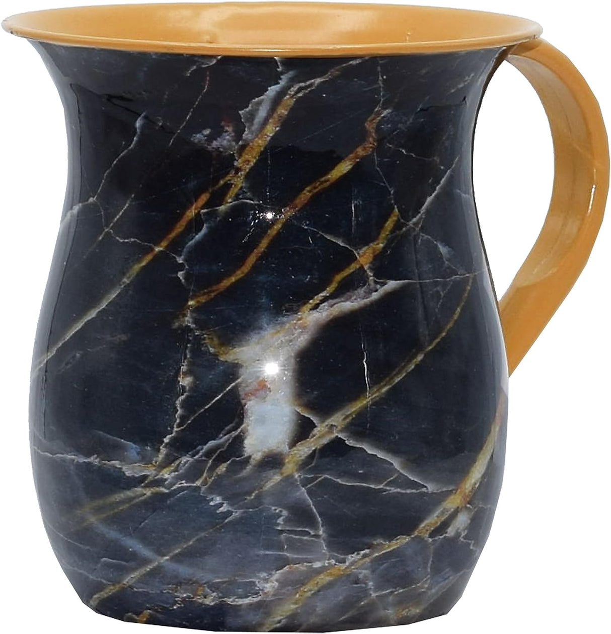 Stainless Steel Netilat Yadayim Cup – Green Gray and Gold Stone Painted Design