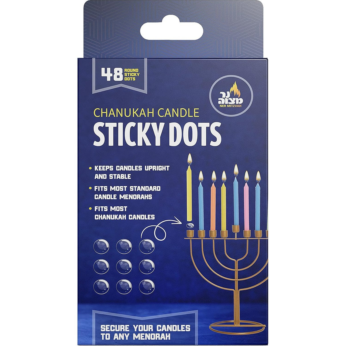 Chanukah Candle Sticky Dots Small Size 48 Count