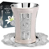 Kiddush Cup and Tray - Premium Quality Marble and Silver Plated Wine Cup