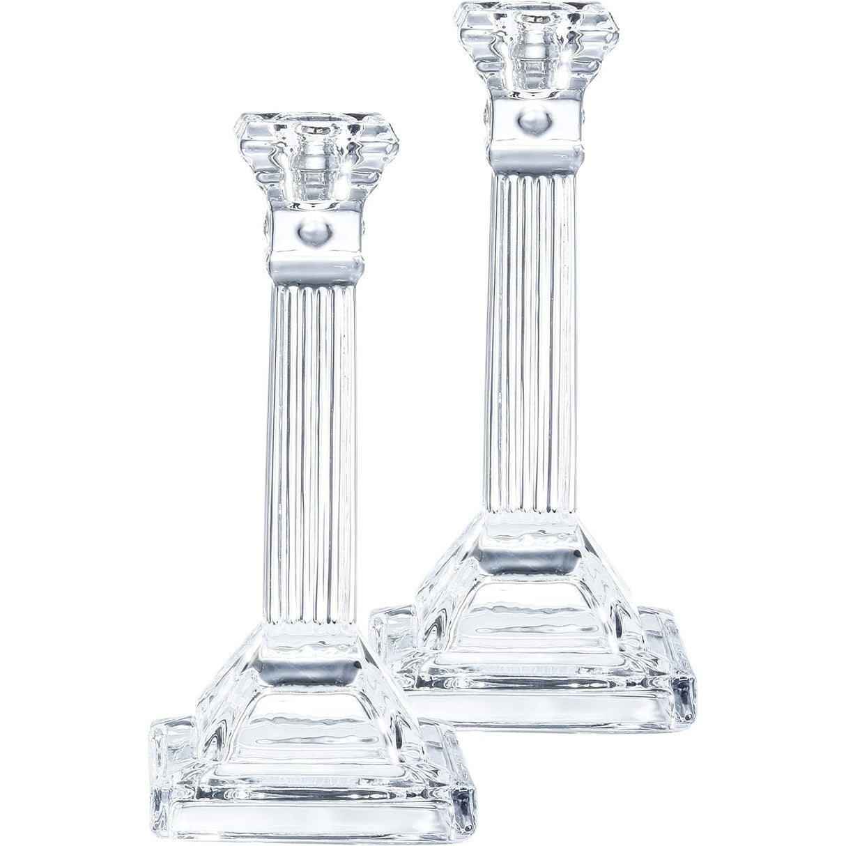 Crystal Candlesticks Square Base with Fluted Design