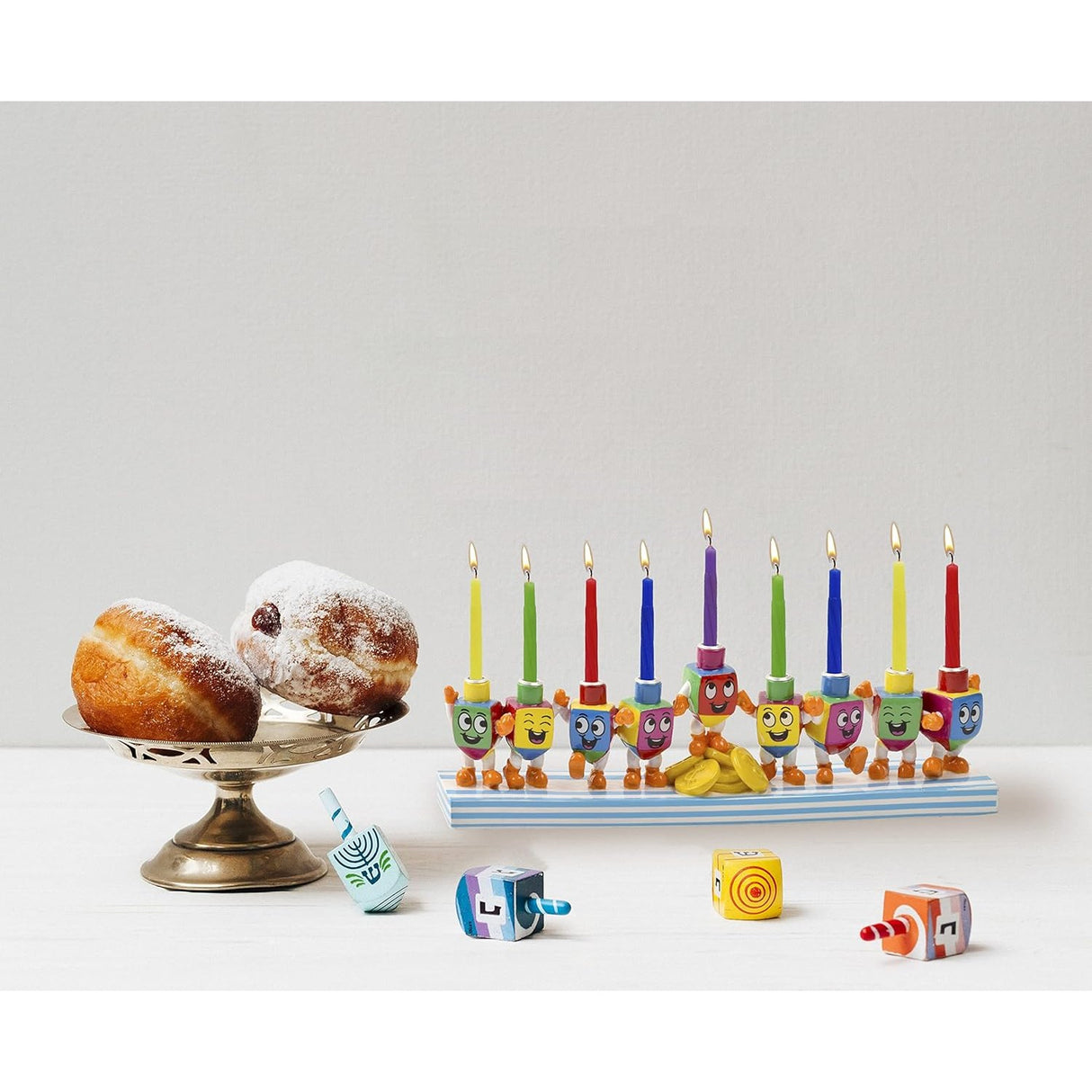 Chanuka Candle Menorah - Dancing Dreidels