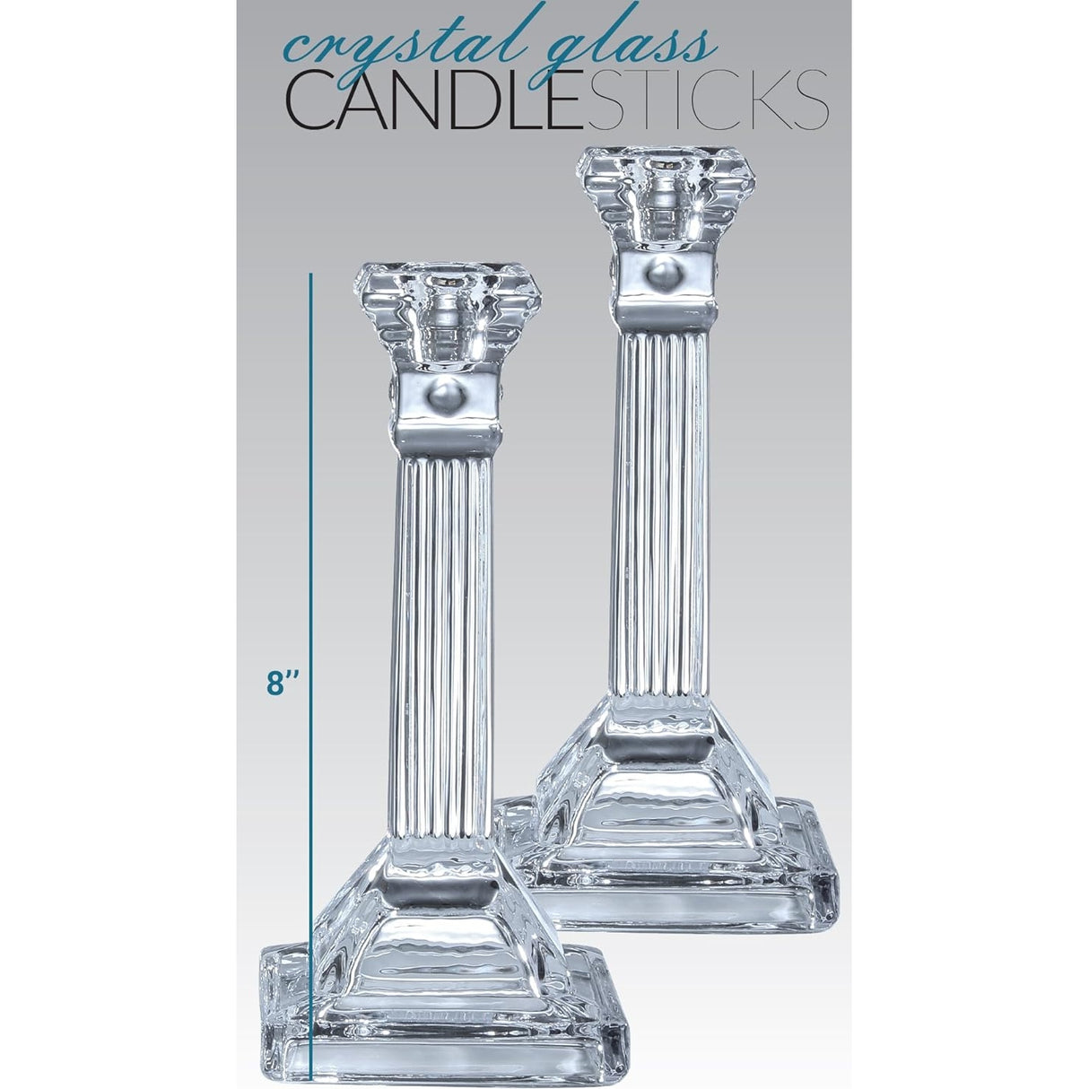 Crystal Candlesticks Square Base with Fluted Design