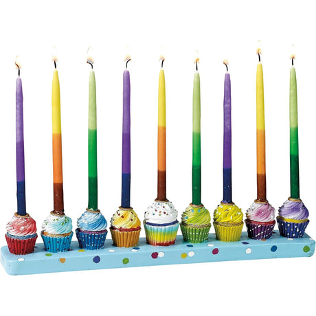 Hand-Painted Resin Cupcakes Menorah