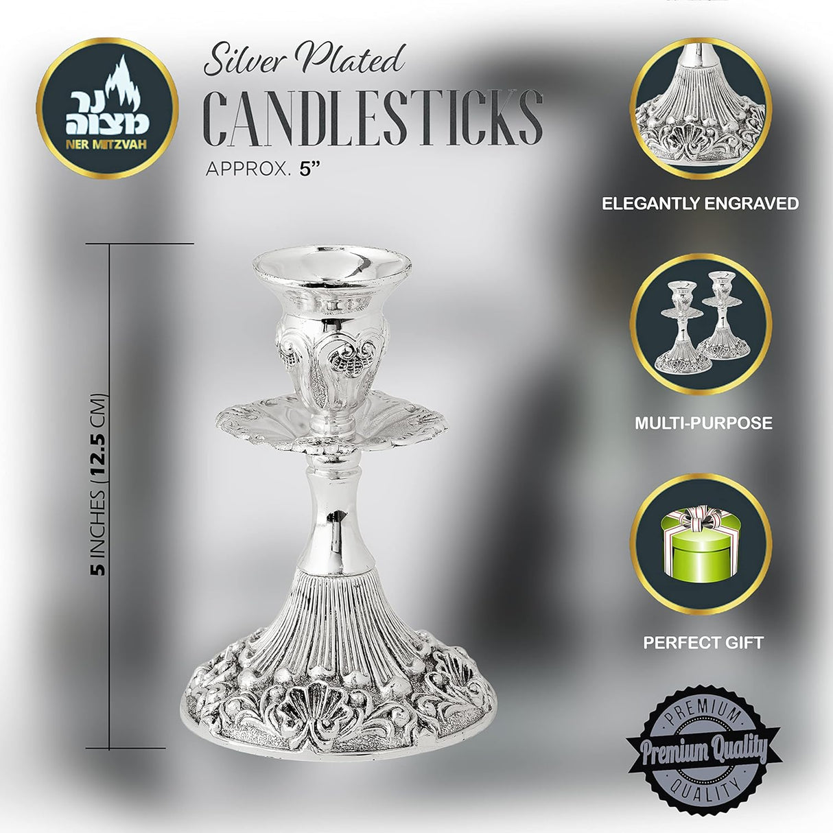 Candle Sticks Silver Plated and Lacquered Flower Design