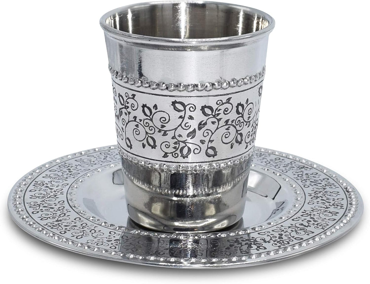 Kiddush Cup & Tray - Stainless Steel