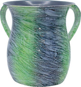 Stainless Steel Netilat Yadayim Cup – Aquatic  Blue Green Painted Design