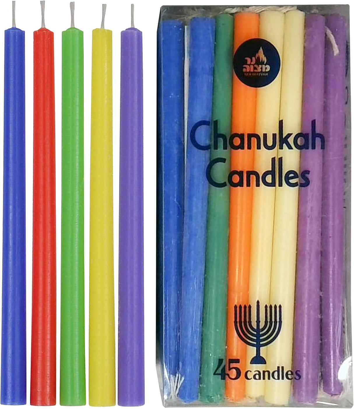 Ner Mitzvah Long Chanukah Candles - Multi-Color