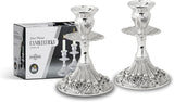 Candle Sticks Silver Plated and Lacquered Flower Design