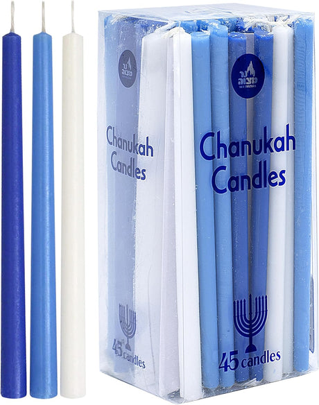 Long Chanukah Candles - Blue & White