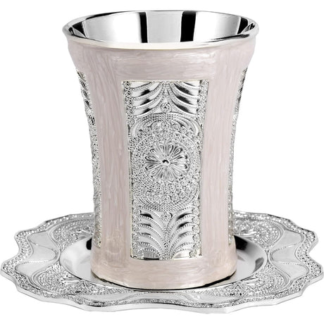 Kiddush Cup and Tray - Premium Quality Marble and Silver Plated Wine Cup