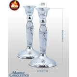 Marbleized Candle Stick - White