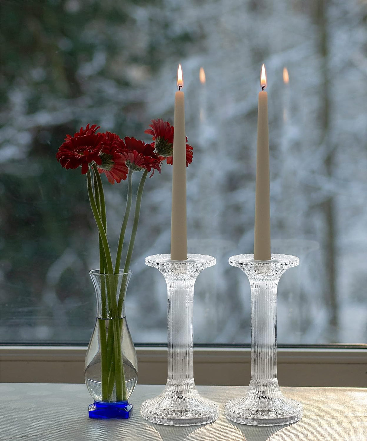 Glass Candlestick Set Pillar Design