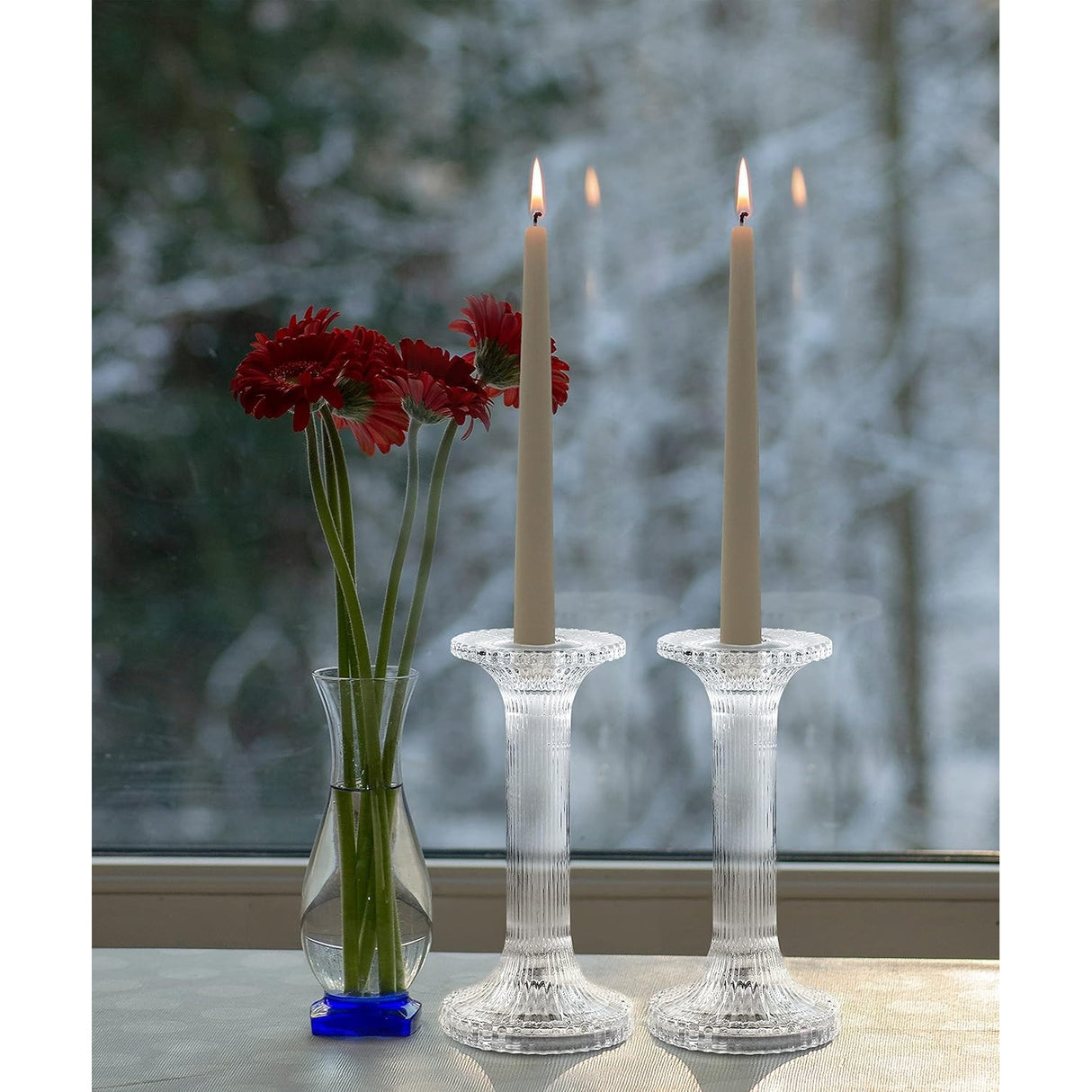 Glass Candlestick Set Pillar Design