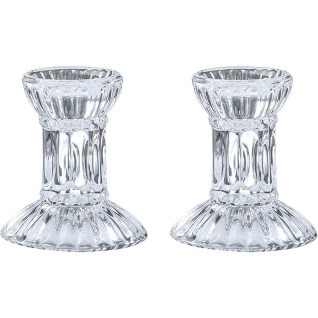 Round Base Crystal Candlesticks - 2 Pack Set