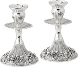 Candle Sticks Silver Plated and Lacquered Flower Design