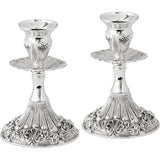 Candle Sticks Silver Plated and Lacquered Flower Design